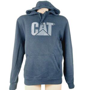 CAT Caterpillar Men’s Black Silver Embroidered Logo Hooded Sweatshirt Size XXL